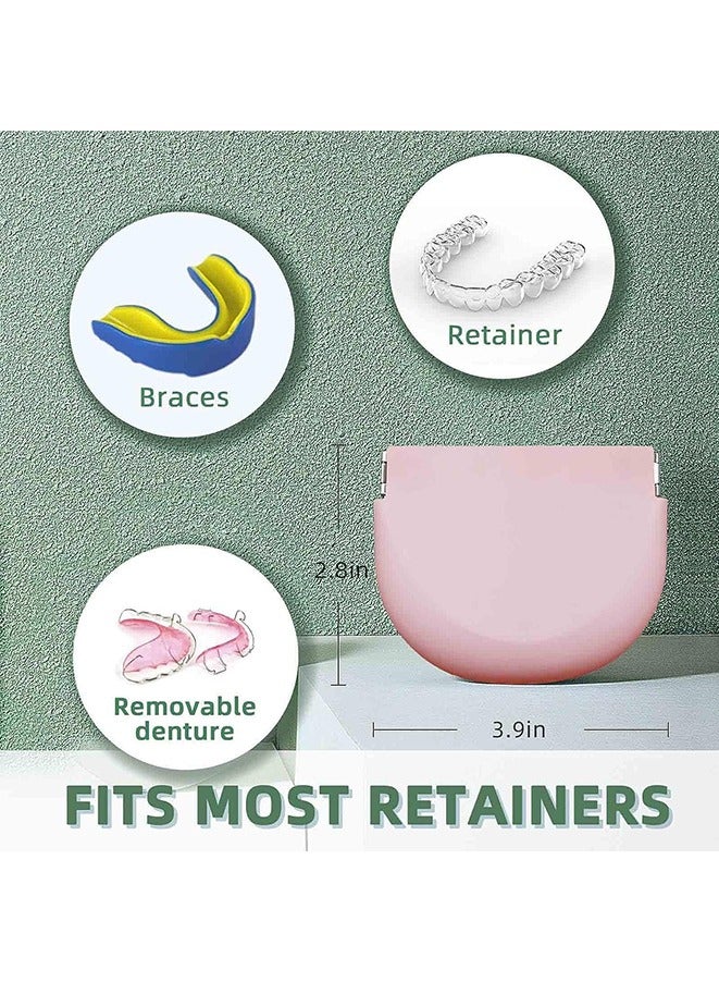 Generic Silicone Retainer Case with Lanyard Slim Cute Retainer Holder Dental Thin Container Braces Case for Girl Women Kids Men Travel Partial Denture Night Mouth Guard Aligner Case (Pink)  - Image 4