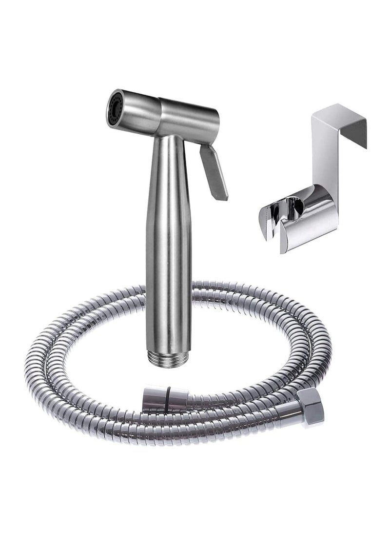 SKY-TOUCH - SKY-TOUCH Toilet Bidet Spray Gun Set, Shattaf Kit Handheld Self-Cleaning for Washroom and Bathroom, Toilet Water Sprayer, Silver - Image 1