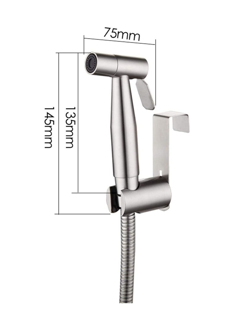 SKY-TOUCH - SKY-TOUCH Toilet Bidet Spray Gun Set, Shattaf Kit Handheld Self-Cleaning for Washroom and Bathroom, Toilet Water Sprayer, Silver - Image 1
