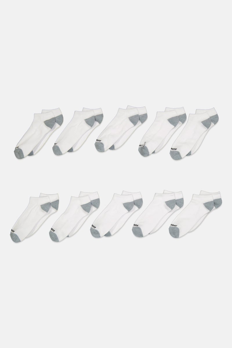 SKECHERS Men 10 Pairs Brand Logo No Show Socks, Multicolor - Image 1