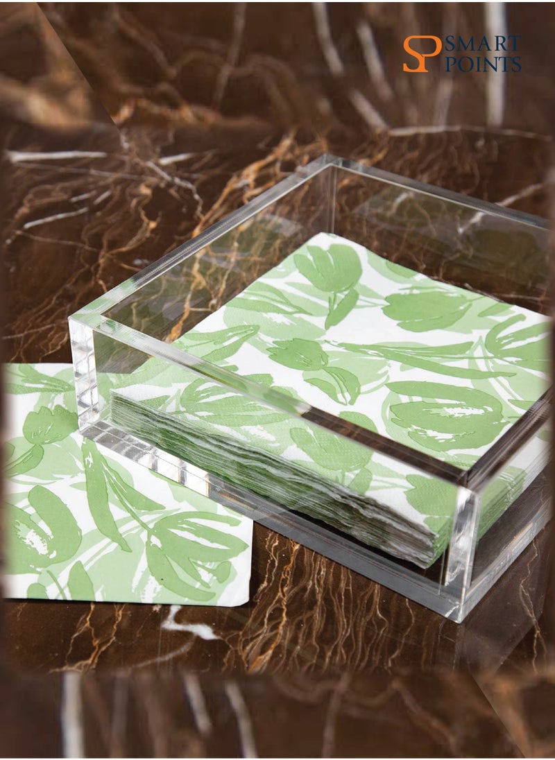 SMARTPOINTS Acrylic Lunch Napkin Holder,Table Top Decorative Napkin Tray for Dining Table and Kitchen,Clear Luncheon Napkin Holder Tissue Dispenser, Horizontal Display,7.1 x 7.1 x 2.6 inches  - Image 4