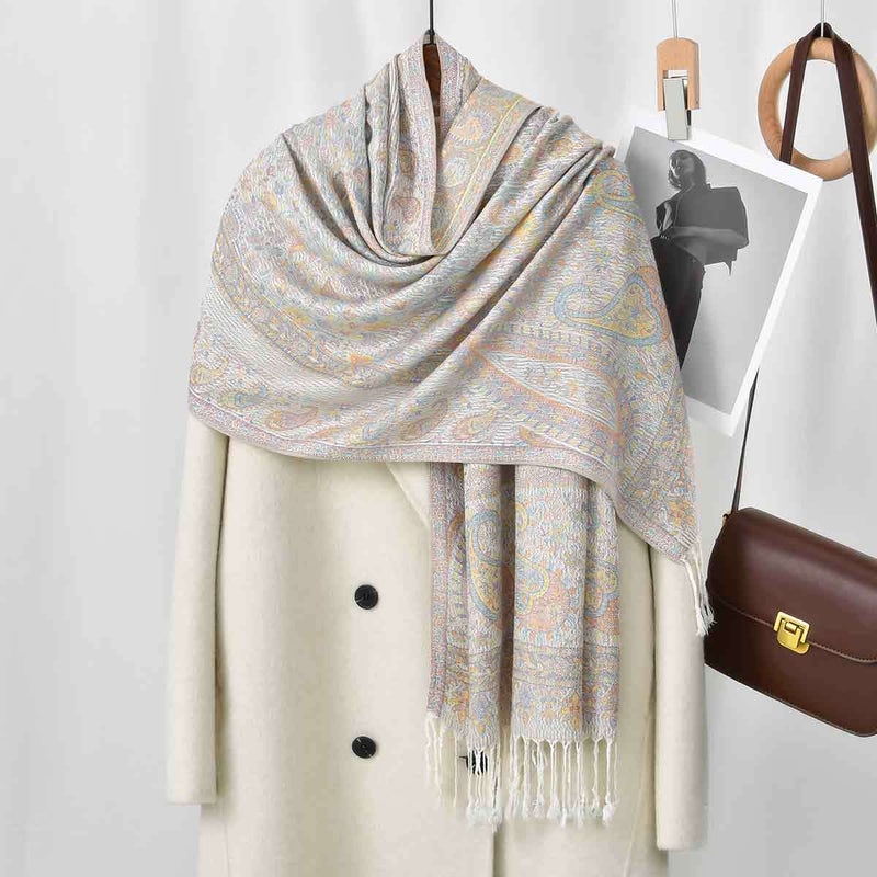Ethnic Paisley Fringed Long Shawl - Image 5