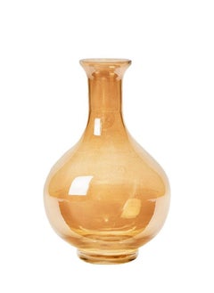 Serene Spaces Living Luster Gold Bottle Glass Vase Vintage Style Curvy Vase Longstemmed Flower Vase For Living Room Office Table Centerpiece Wedding Events Measures 5" Diameter & 7.5" Tall  - Image 2