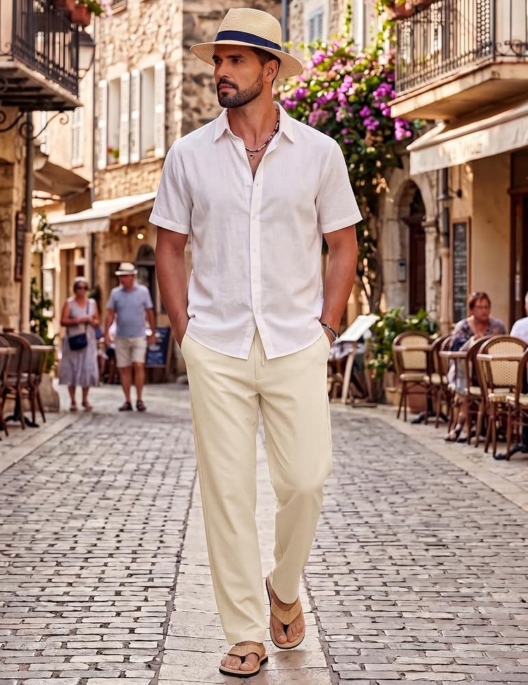 COOFANDY mens Men Linen Pants Classic (pack of 1) - Image 2