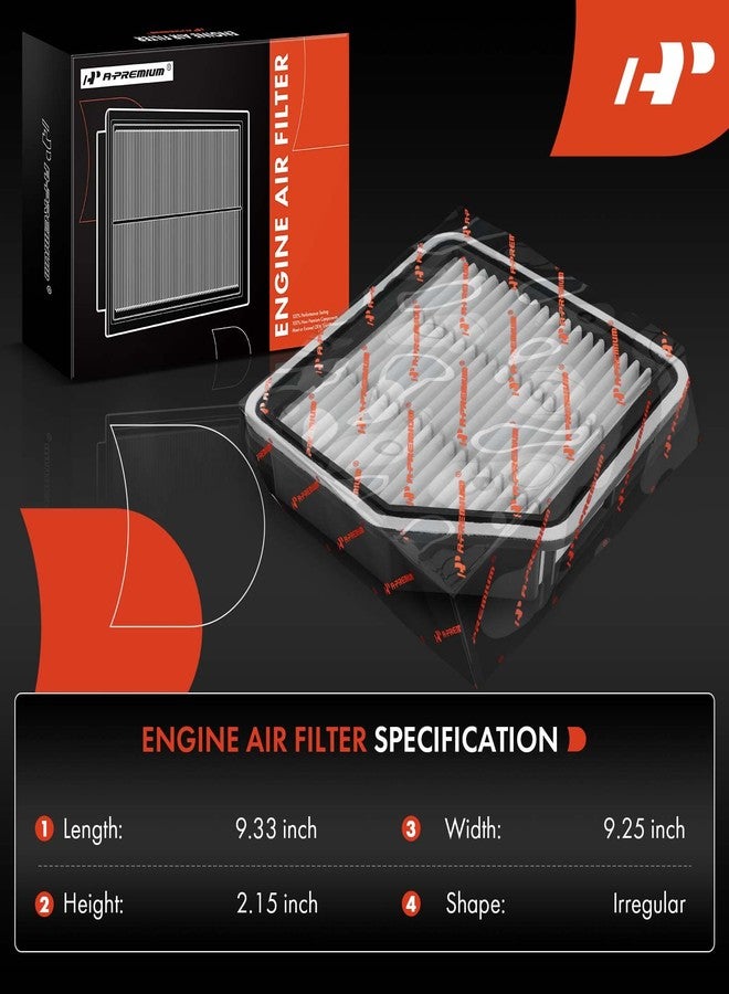 أ-بريميوم فلتر هواء محرك A-Premium ثنائي القطع متوافق مع لكزس GS350، GS430، IS250، IS350، موديلات 2006-2015، لوحة صلبة، رقم الاستبدال: 17801-31110 - Image 2