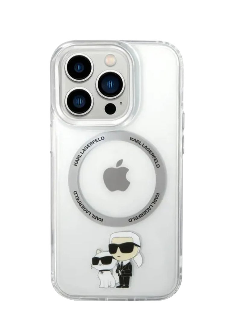 Karl Lagerfeld Magsafe IML Hard Case With NFT Karl & Choupette For iPhone 16 Pro M ax - Clear