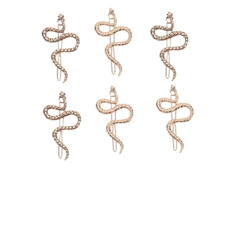 Veemoon 6Pcs Snake Hairpins Vintage Gold Metal Hair Clips for Women Stylish Hair Accessories for Various Occasions Durable and Easy to Use Unique Snake Design Hairpins - Image 1