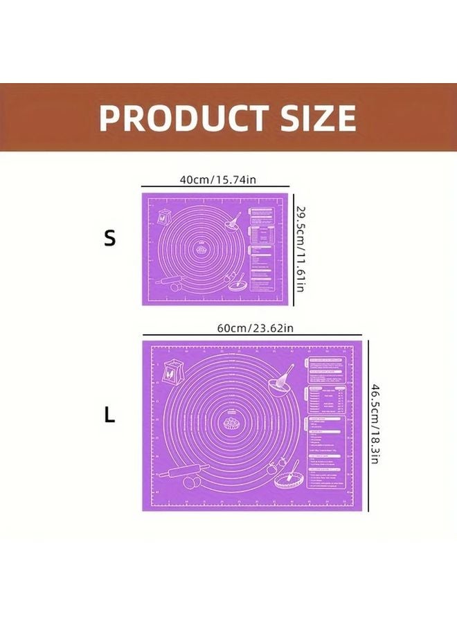 Purple Foldable Silicone Dough Mat For Baking Pizza Cake Pastry Making - Image 3