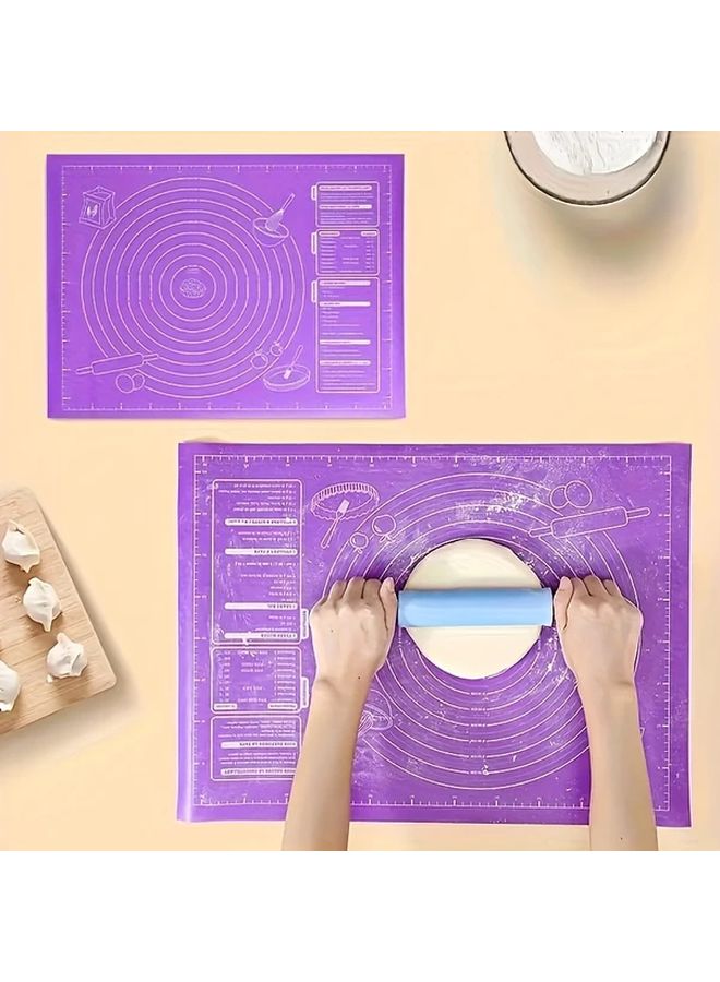 Purple Foldable Silicone Dough Mat For Baking Pizza Cake Pastry Making - Image 4