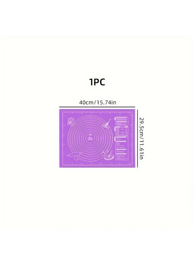 Purple Foldable Silicone Dough Mat For Baking Pizza Cake Pastry Making - Image 1