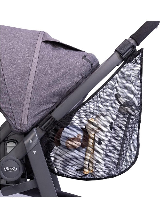 J.L. Childress Side Sling, Universal Fit Stroller Mesh Cargo Net and Organizer, Extra Storage Space, Non-Slip Adjustable Straps, Black - Image 1