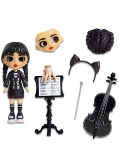Just Play Wednesday Deluxe 6-Inch Articulated Figure, 11-Pieces, Interchangeable Face Plates And Fashion, Customizable Collectible Figurine, Kids Toys For Ages 3 Up  - Image 1