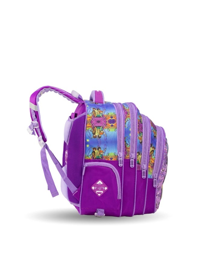 Fantastic QY011 Fantastic School Backpack, Cartoon Design, 3 Compartments, 16 Inch, Purple, Water Resistant - Image 3