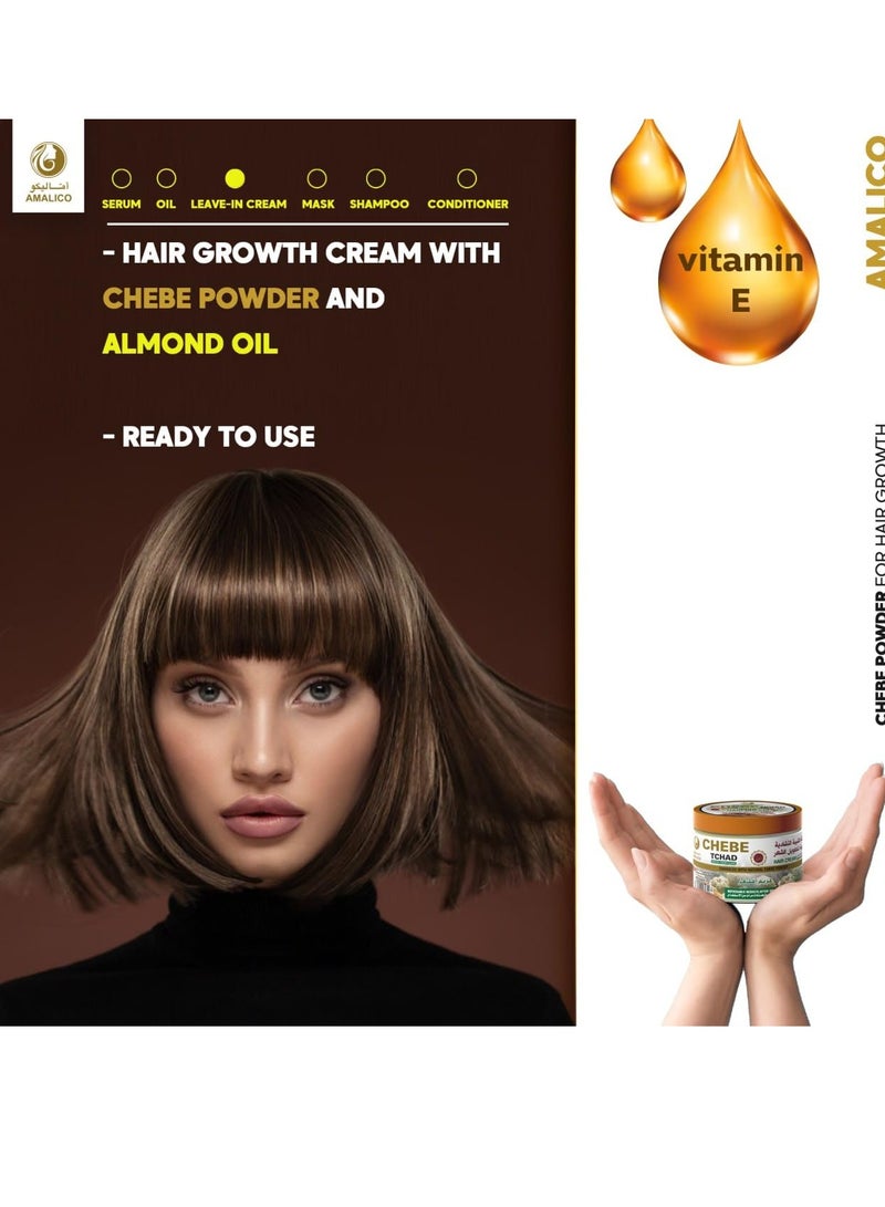 AMALICO Hair Leave-in Cream with Chebe Powder for Hair Growth | African Natural Chebe Powder for Hair growth 200 GM - Image 4
