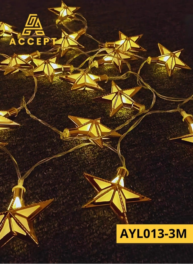 Ramadan decoration, star shape, 3 meters long, works on 1.5V battery