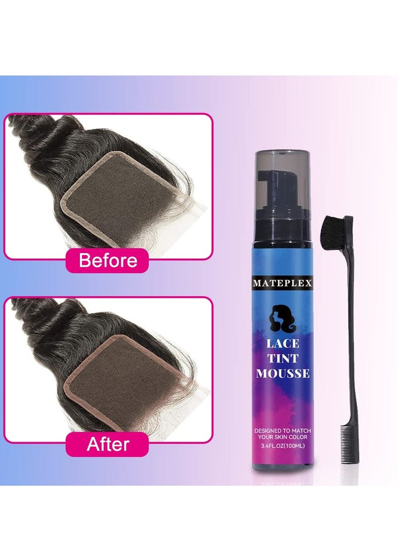 MATEPLEX Lace Tint Mousse for Lace Wig Grids, Tinting Foam, Melting Hair Mousse for Your Lace Hair Wig and All Hair Types (Light Brown) - Image 2