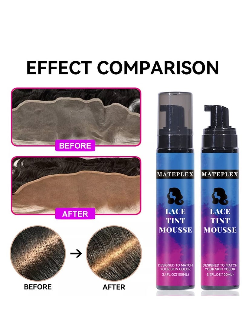 MATEPLEX Lace Tint Mousse for Lace Wig Grids, Tinting Foam, Melting Hair Mousse for Your Lace Hair Wig and All Hair Types (Light Brown) - Image 3