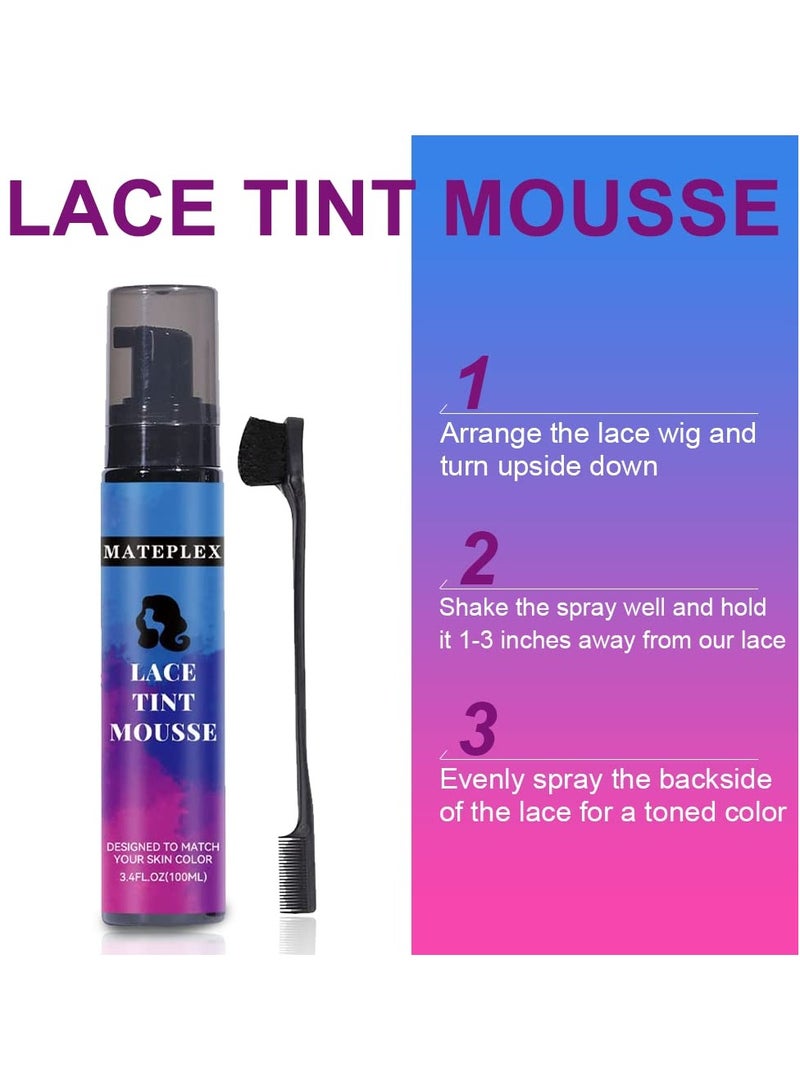 MATEPLEX Lace Tint Mousse for Lace Wig Grids, Tinting Foam, Melting Hair Mousse for Your Lace Hair Wig and All Hair Types (Light Brown) - Image 4