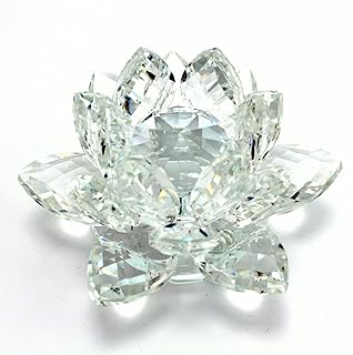 TENGFENG TENGFENG Sparkle Crystal Lotus Flower - 4' Hue Reflection Clear Crystal Lotus for Feng Shui Home Decor Sun Catcher  - Image 1