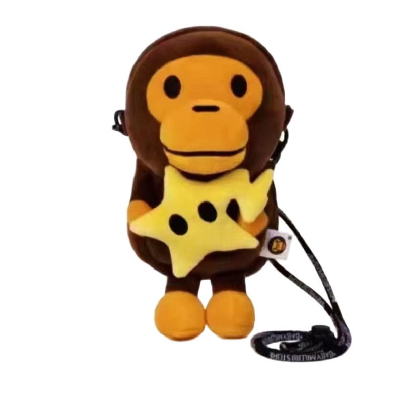 Kids Cartoon Monkey Crossbody Phone Bag with Poly-Cotton Fabric and Color-Blocked Design - Image 5