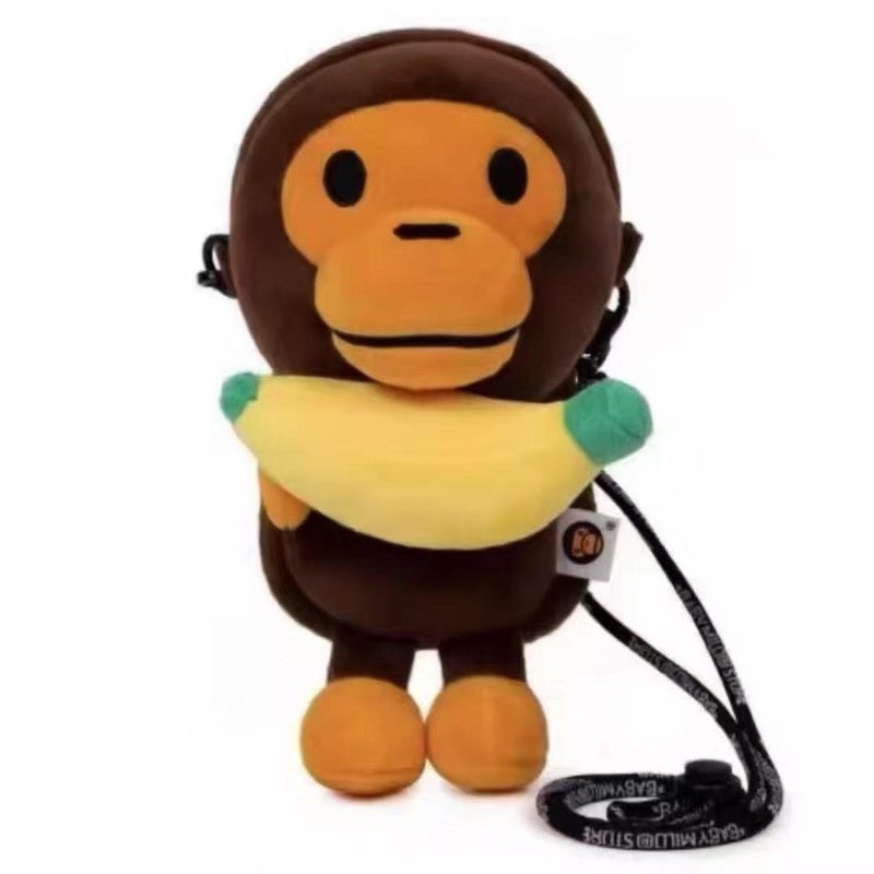 Kids Cartoon Monkey Crossbody Phone Bag with Poly-Cotton Fabric and Color-Blocked Design - Image 3