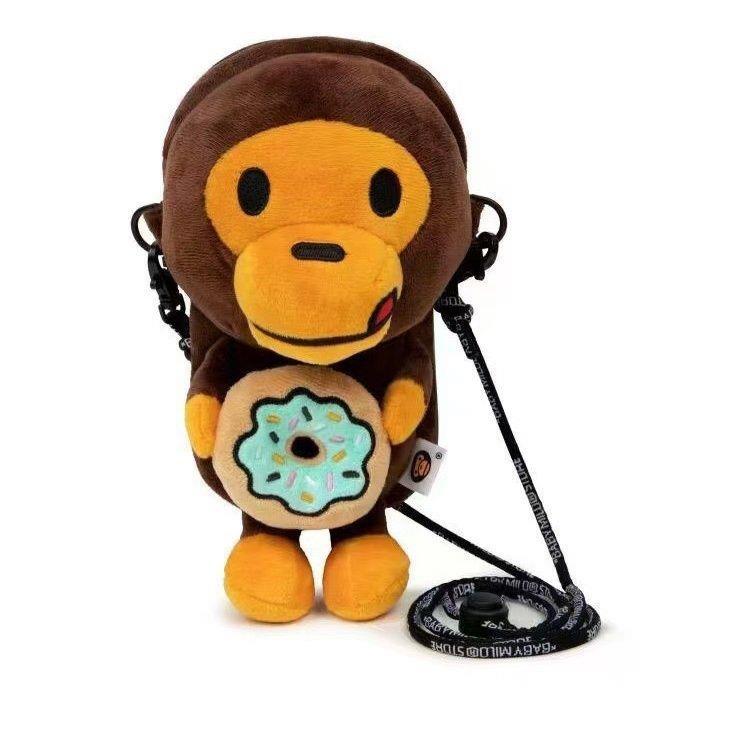 Kids Cartoon Monkey Crossbody Phone Bag with Poly-Cotton Fabric and Color-Blocked Design - Image 1