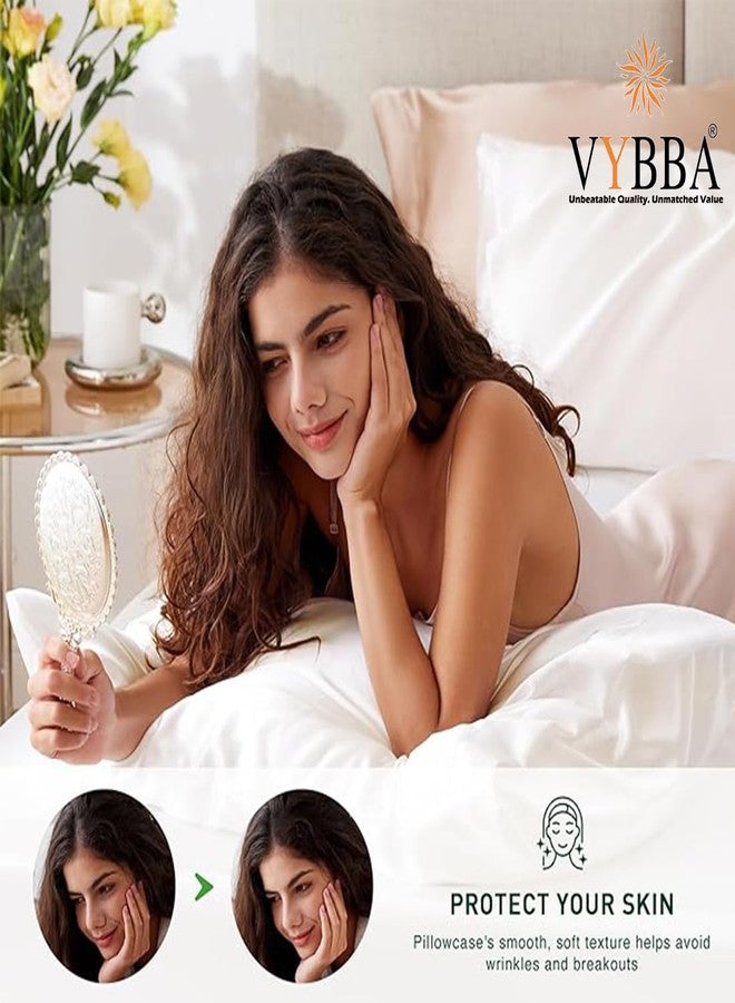 VYBBA Satin Silk Pillow Covers for Hair and Skin Set of 2 Piece with 5 Piece Satin Silk Scrunchies for Women Stylish | Satin Pillow Cover | Silk Pillow Cases 600 TC (Brown) - Image 5