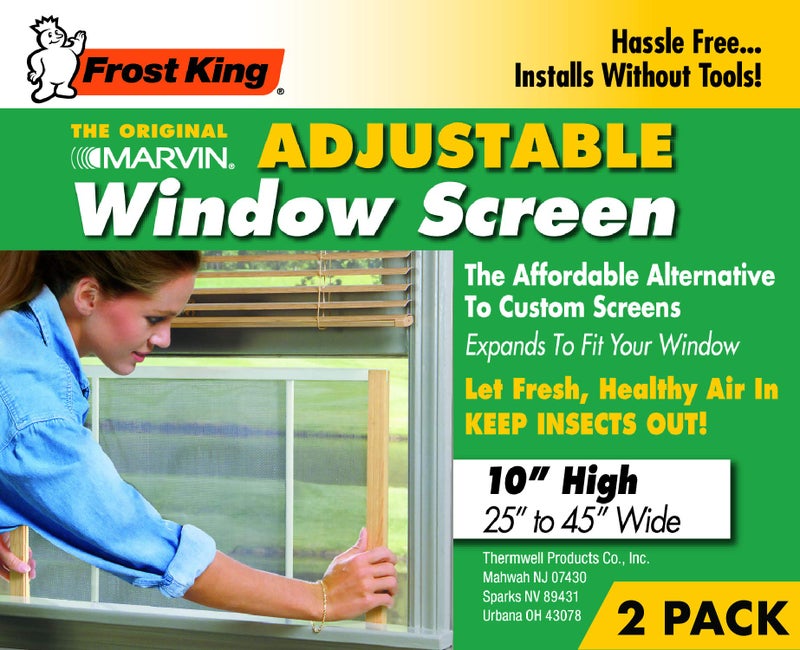 Frost King 2AWS1045 WB Marvin Adjustable Window Screen, 10in High x Fits 25-45in Wide (2-Pack) - Image 2
