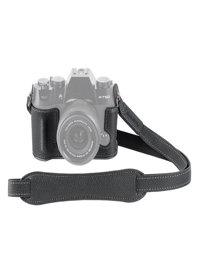 SMALLRIG X-T50 Half Leather Case Kit with Shoulder Strap, Retro Style Leather Camera Half Case with Aluminum Alloy Frame for FUJIFILM X-T50 (Black) - 4709 - Image 1