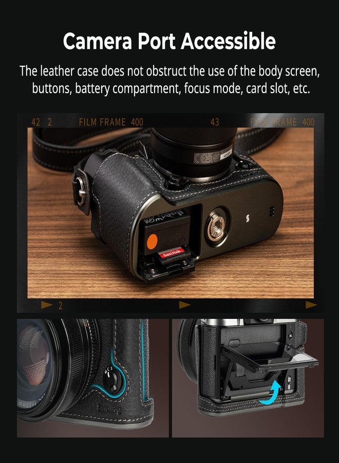 SMALLRIG X-T50 Half Leather Case Kit with Shoulder Strap, Retro Style Leather Camera Half Case with Aluminum Alloy Frame for FUJIFILM X-T50 (Black) - 4709 - Image 2