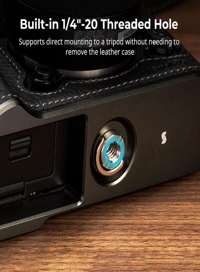 SMALLRIG X-T50 Half Leather Case Kit with Shoulder Strap, Retro Style Leather Camera Half Case with Aluminum Alloy Frame for FUJIFILM X-T50 (Black) - 4709 - Image 3