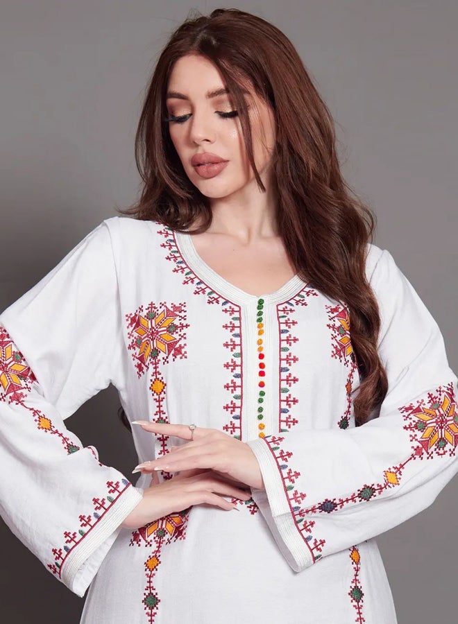 Take Two Women White Embroidered A-Line Jalabiya - Image 2