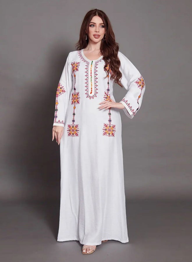 Take Two Women White Embroidered A-Line Jalabiya - Image 1