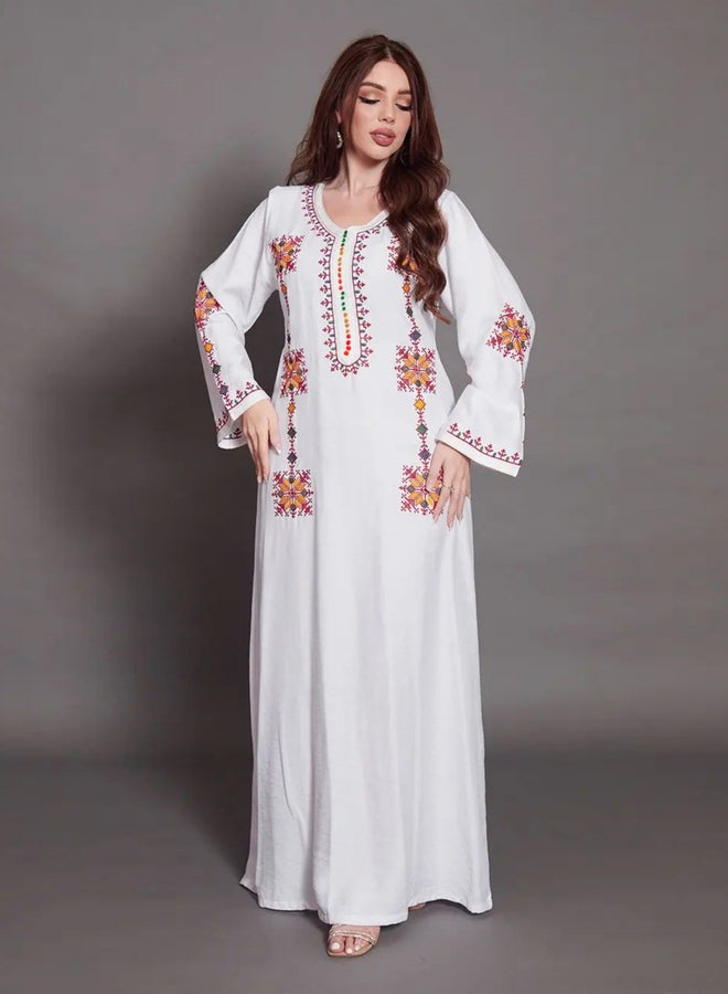 Take Two Women White Embroidered A-Line Jalabiya - Image 3