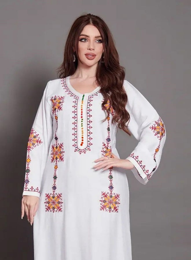 Take Two Women White Embroidered A-Line Jalabiya - Image 4