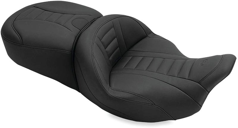 MUSTANG مقاعد دراجات موتوسيكل موستانج 79007 سوبر تورينغ ديلوكس مقعد واحد مدفأ لدراجة هارلي-ديفيدسون إليكترا جلايد ستاندرد، رود جلايد، رود كينغ و ستريت جلايد 2008-'21، ديلوكس، أسود، مدى ممتد - Image 4
