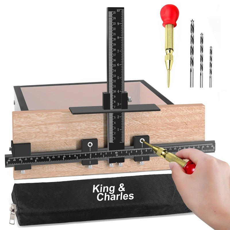 King&Charles KingCharles Cabinet Hardware Jig Aluminum Alloy Cabinet Handle Jig Auto Hole Punch Point Drils Bits Use for Handles Knobs Pulls on DrawersDoors Wood Drilling Dowelling Guide Set - Image 2