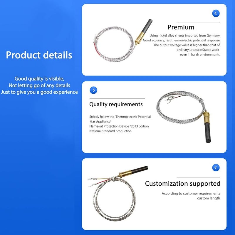 2 Pack 91cm Aluminum Foil Thermopile Thermocouple For Water Heater Fast Heat Transfer Corrosion Resistance Thermal Sensor - Image 4