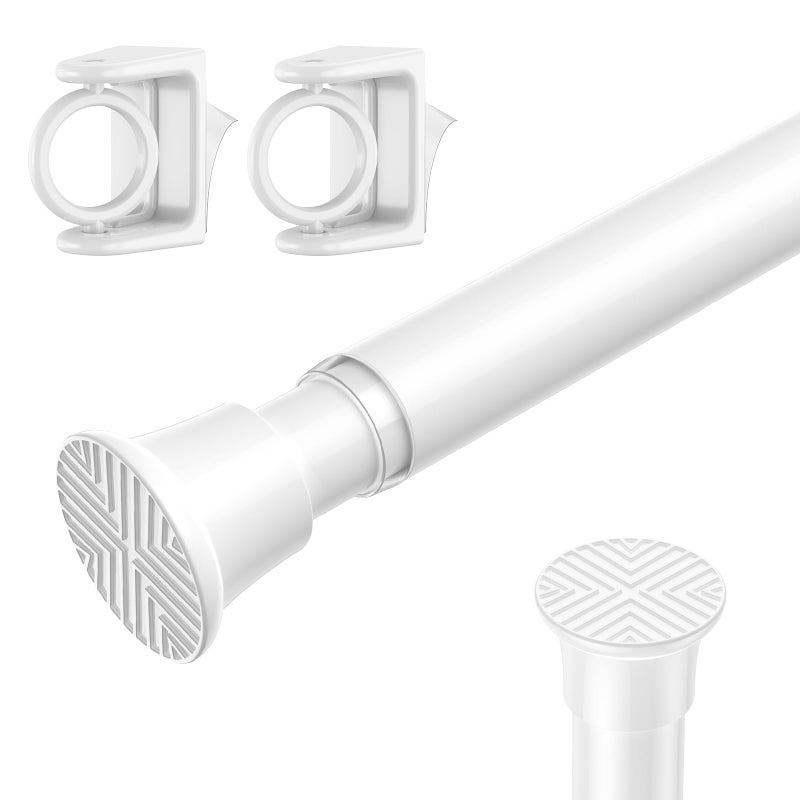 AIZESI 1PCS Spring Tension Curtain Rods 24 to 46 Inch White Tension Rod Spring Curtain Rod Short Curtains Rod s Tension Adjustable Curtain Rods for Window With One Set Rods Holder