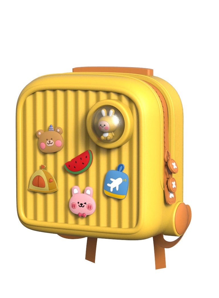 بيكوسيسي high quality cartoon bags travel bags schoo luggage suitcase for kids children Yellow - Image 2