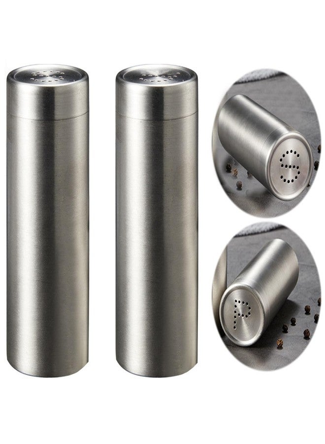 ZAAWUUT 2-Pack Salt Pepper Shakers,3OZ Salt and Pepper Shaker,Stainless Steel Spice Jars Seasoning Dispenser for Salt Sugar Spice Pepper (Silver, Large) - Image 1