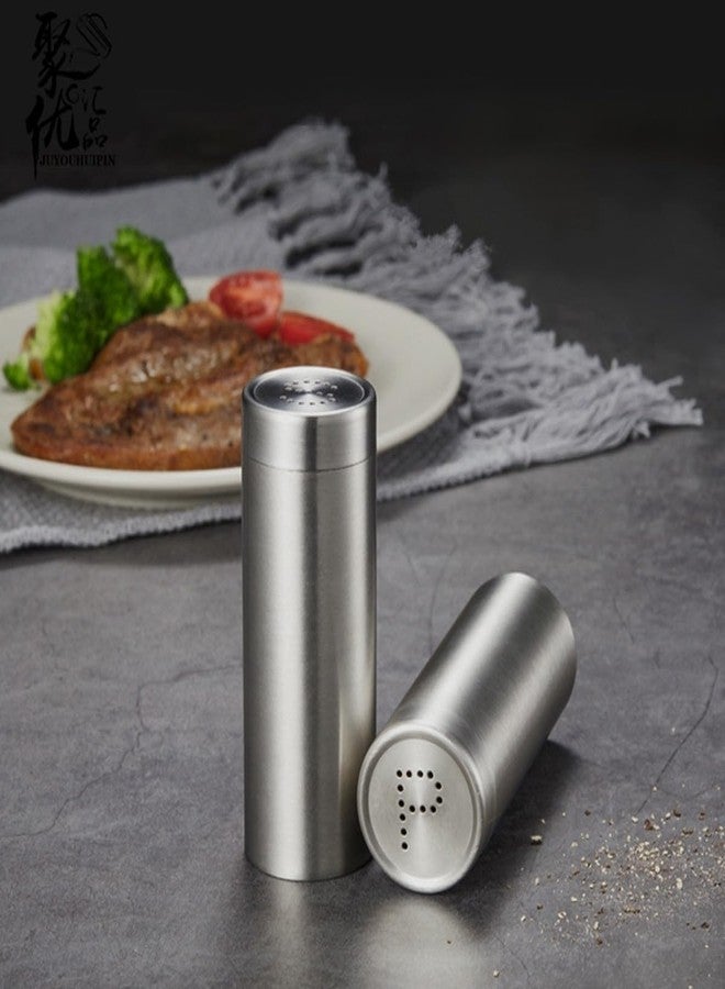 ZAAWUUT 2-Pack Salt Pepper Shakers,3OZ Salt and Pepper Shaker,Stainless Steel Spice Jars Seasoning Dispenser for Salt Sugar Spice Pepper (Silver, Large) - Image 4