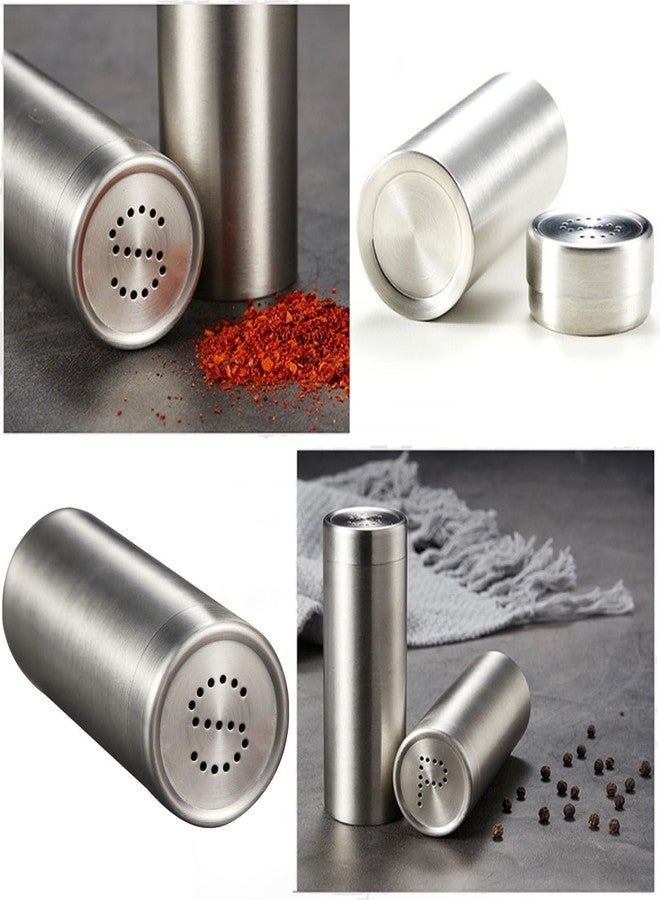 ZAAWUUT 2-Pack Salt Pepper Shakers,3OZ Salt and Pepper Shaker,Stainless Steel Spice Jars Seasoning Dispenser for Salt Sugar Spice Pepper (Silver, Large) - Image 3