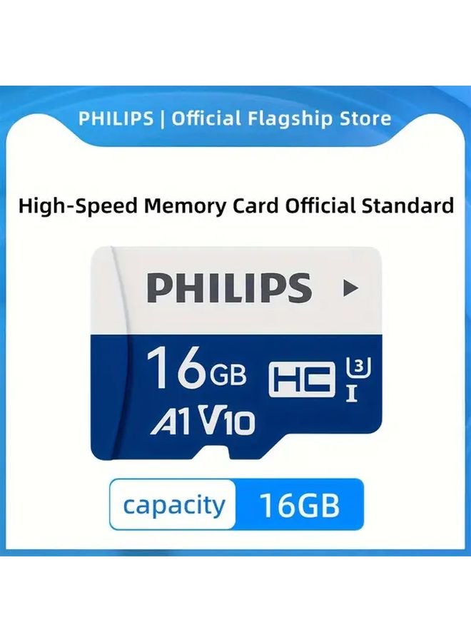 فيليبس 16 جيجابايت بطاقة مايكرو إس دي 130 ميجابايت/ثانية UHS I V30 فئة 10 لتسجيل 4K للكاميرات والطائرات بدون طيار - Image 1