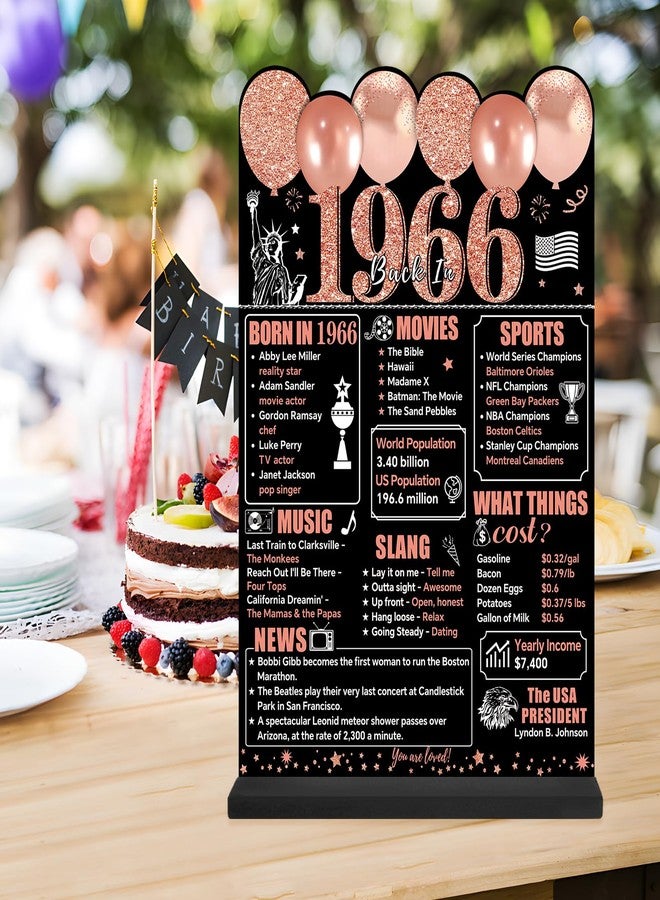 Guiruiy Rose Gold 60th Birthday Decorations for Women, Two-Sided Vintage 60 Back in 1966 Theme Poster Wooden Table Sign with Stand, Sixty Years Old Bday Centerpieces Display Holder for Table Decor - Image 4