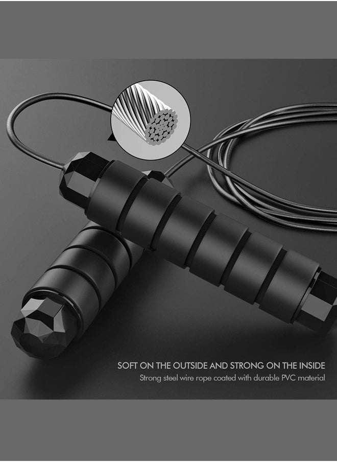 ShebSheb - Skipping Rope Adult With Ball Bearings For Women, Men, And Kids , Adjustable Steel Speed Jump Rope For Workout With Foam Handles For Gym Fitness Home Exercise - Image 1