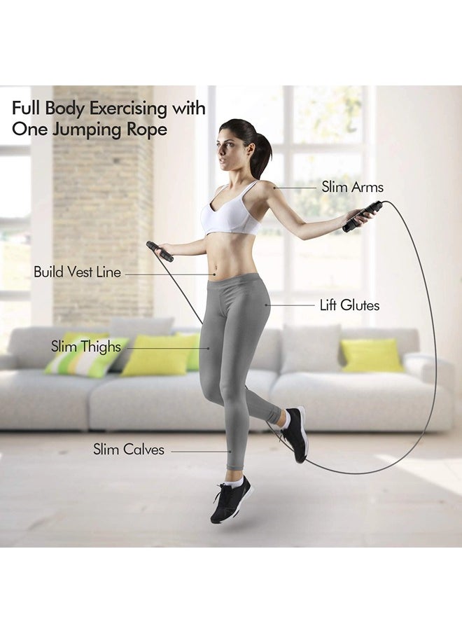 ShebSheb - Skipping Rope Adult With Ball Bearings For Women, Men, And Kids , Adjustable Steel Speed Jump Rope For Workout With Foam Handles For Gym Fitness Home Exercise - Image 1