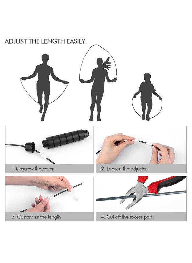 ShebSheb - Skipping Rope Adult With Ball Bearings For Women, Men, And Kids , Adjustable Steel Speed Jump Rope For Workout With Foam Handles For Gym Fitness Home Exercise - Image 1