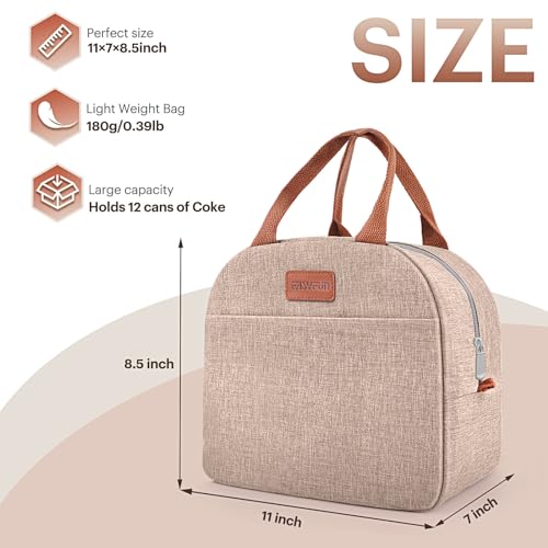 Easyfun Lunch Bag for Women & Men Adult Insulated Lunch Box, Small Leakproof Cooler Food Lunch Containers Reusable High Capacity Lunch Tote Bags for Work, Travel, Outdoor (KHAKI) - Image 2