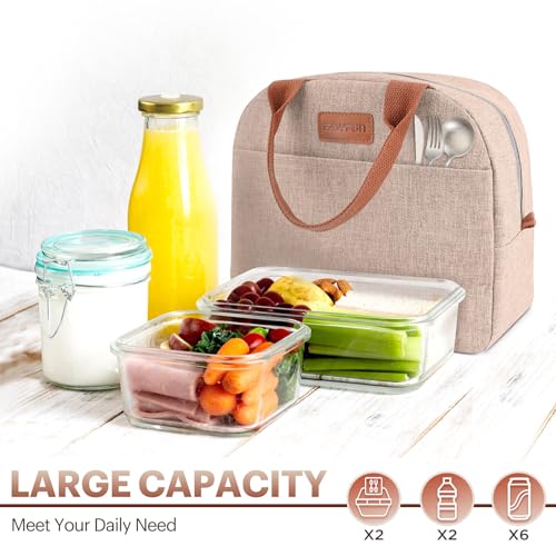 Easyfun Lunch Bag for Women & Men Adult Insulated Lunch Box, Small Leakproof Cooler Food Lunch Containers Reusable High Capacity Lunch Tote Bags for Work, Travel, Outdoor (KHAKI) - Image 3